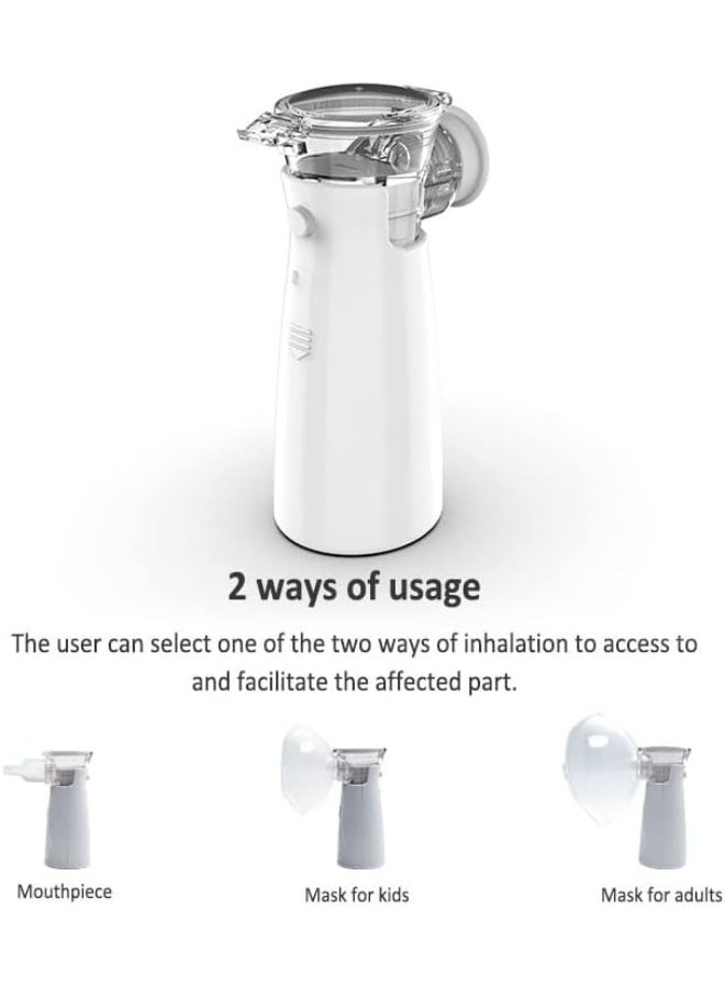 MESH New Mini Nebulizer Machine for Adults & Kids, Upgrade Portable Nebuliser USB Rechargeable Handheld Nebuliser with 2 Mask, 2 Adjustable Atomization Steam Inhaler for Home, Reusable, Silent and Ultrasonic Micro-grid Electronic Atomizer - Image 4