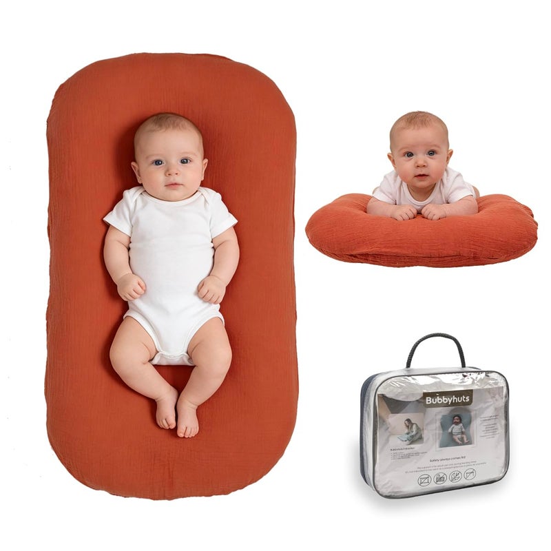 Bubbyhuts Infant Support Cushion Baby Support Cushion for Newborn 024 Months Muslin CoverPortable Breathable Soft Tummy Time Mat for Home and Travel Orange - Image 2