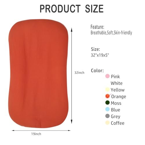 Bubbyhuts Infant Support Cushion Baby Support Cushion for Newborn 024 Months Muslin CoverPortable Breathable Soft Tummy Time Mat for Home and Travel Orange - Image 3