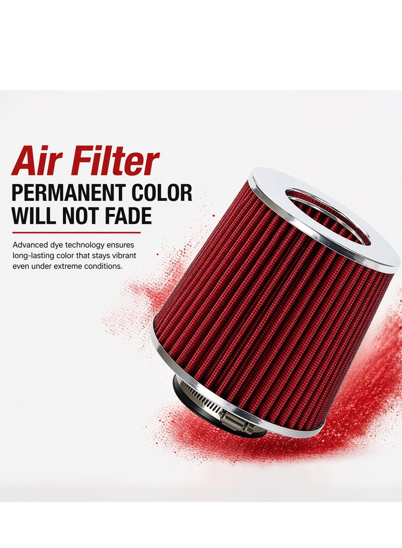 Universal Car High Flow Cone Air Filter 3PCS Clamp On Performance Intake Filter Washable Reusable Pre Oiled Cotton Gauze Engine Air Cleaner Kit for Car SUV Truck Cold Air Intake System Power Increase Durable Metal Mesh - Image 2