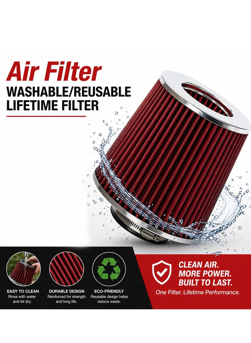 Universal Car High Flow Cone Air Filter 3PCS Clamp On Performance Intake Filter Washable Reusable Pre Oiled Cotton Gauze Engine Air Cleaner Kit for Car SUV Truck Cold Air Intake System Power Increase Durable Metal Mesh - Image 5