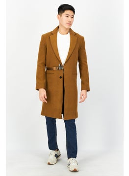 Men Texture Trench Coat Jackets, Brown