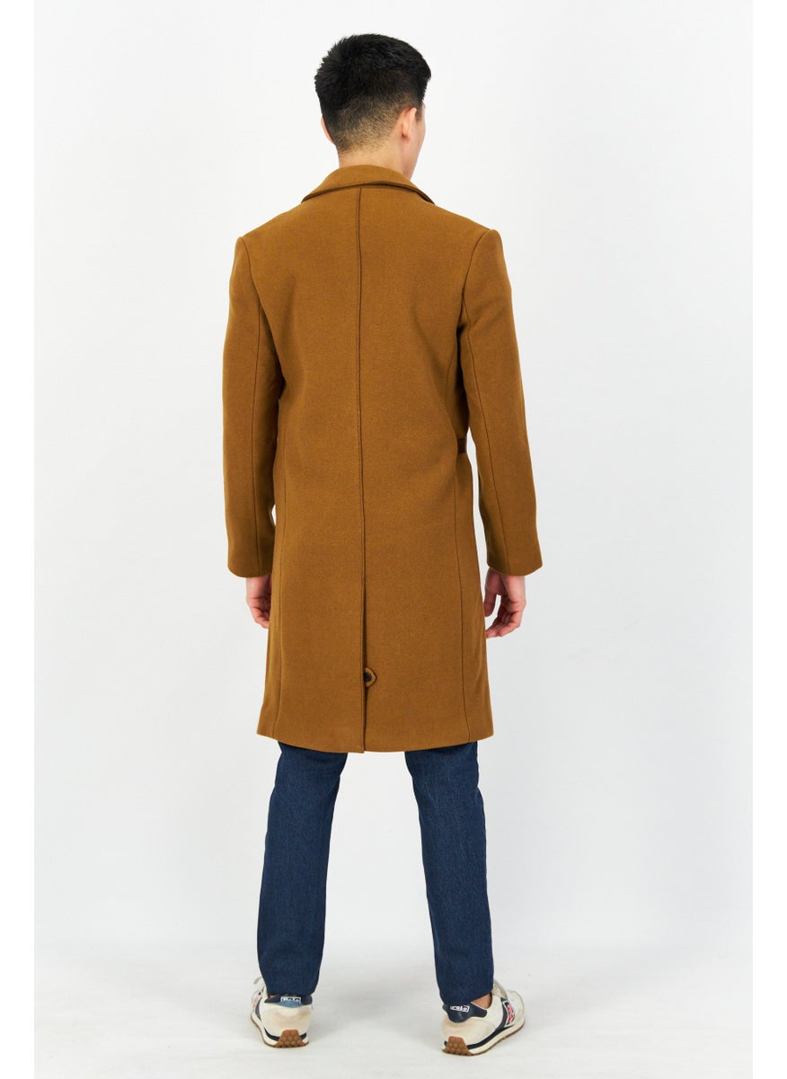 Jack Jones - Men Texture Trench Coat Jackets, Brown - Image 1