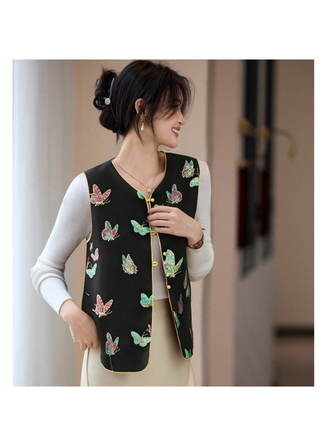 Tucano سترة بدون أكمام قابلة للعكس بأسلوب صيني جديد، خريف، ياقة على شكل V، جاكار، عصرية، كاجوال، للنساء - Image 4