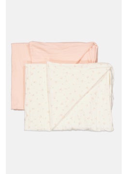 Dream Gro Toddlers Girl 2 Pcs Floral Print Swaddle Blanket 76 x 101 cm, Pink  - Image 1