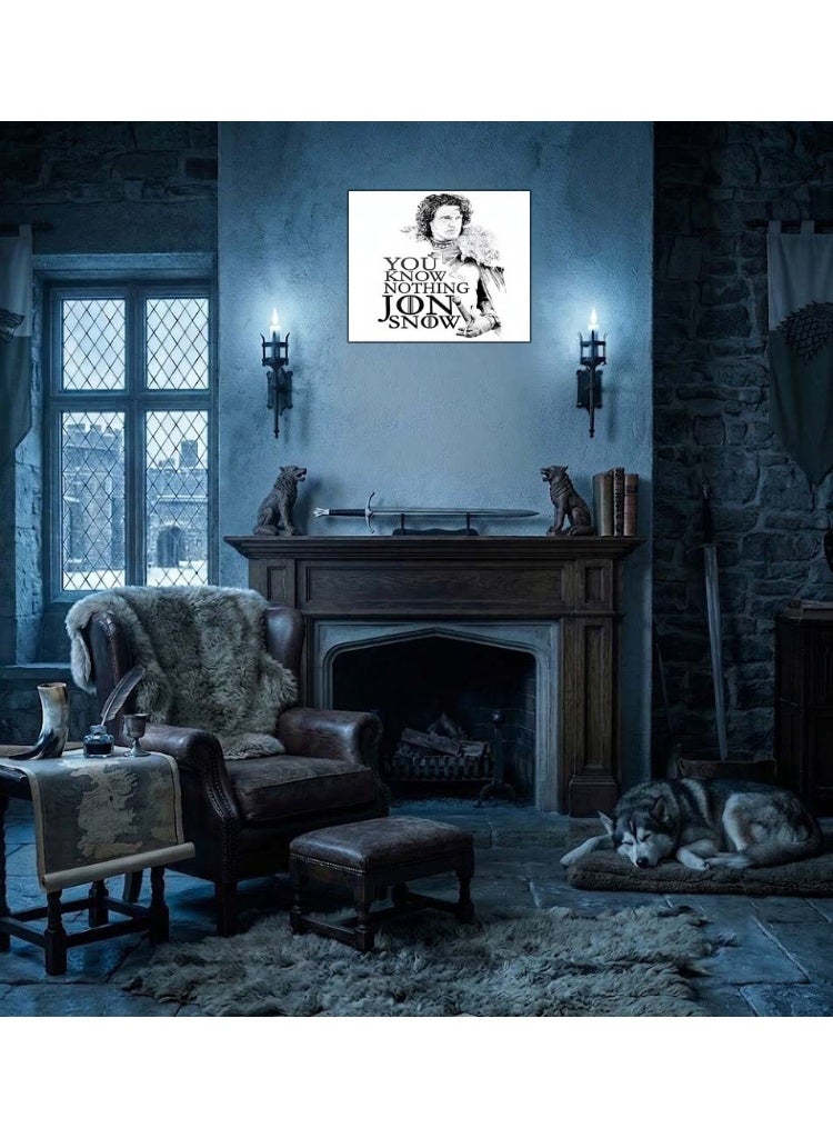 دروبلايت لوحة جدارية من خشب MDF بتصميم "أنت لا تعرف شيئاً" (Jon Snow) - ديكور مستوحى من مسلسل "صراع العروش" (Game of Thrones) - Image 2