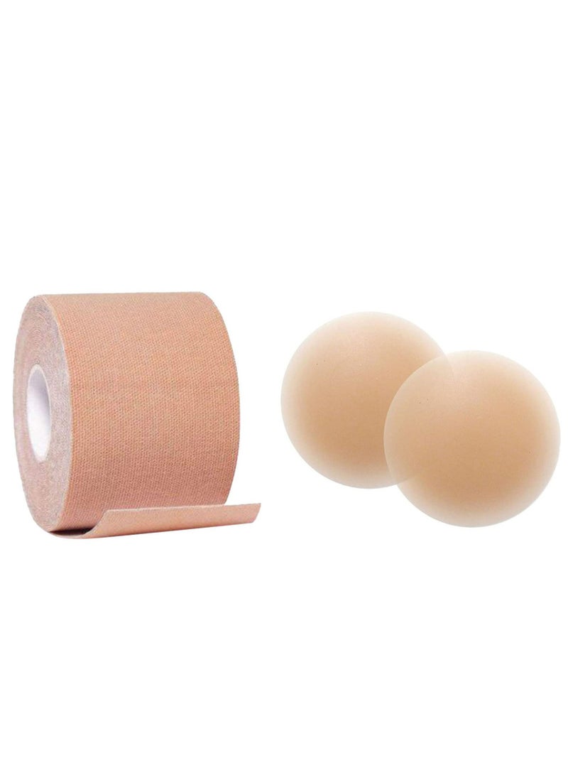 Glamroot Women's Silicone Nipple Cover With Tape For A-E Cup Size Beige - Image 1