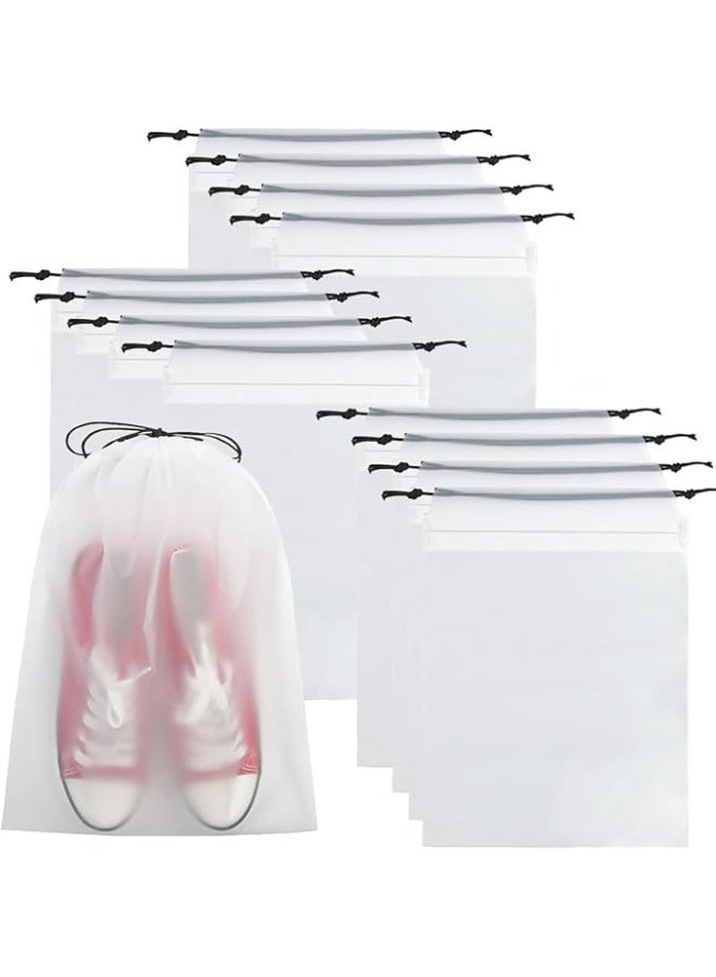 VIUAUAX 12PCS Shoe Bags for Travel, Transparent Shoe Organizers Pouch with Rope, Portable Drawstring Shoe Bags Shoe Storage Bags for Men and Women - Image 1