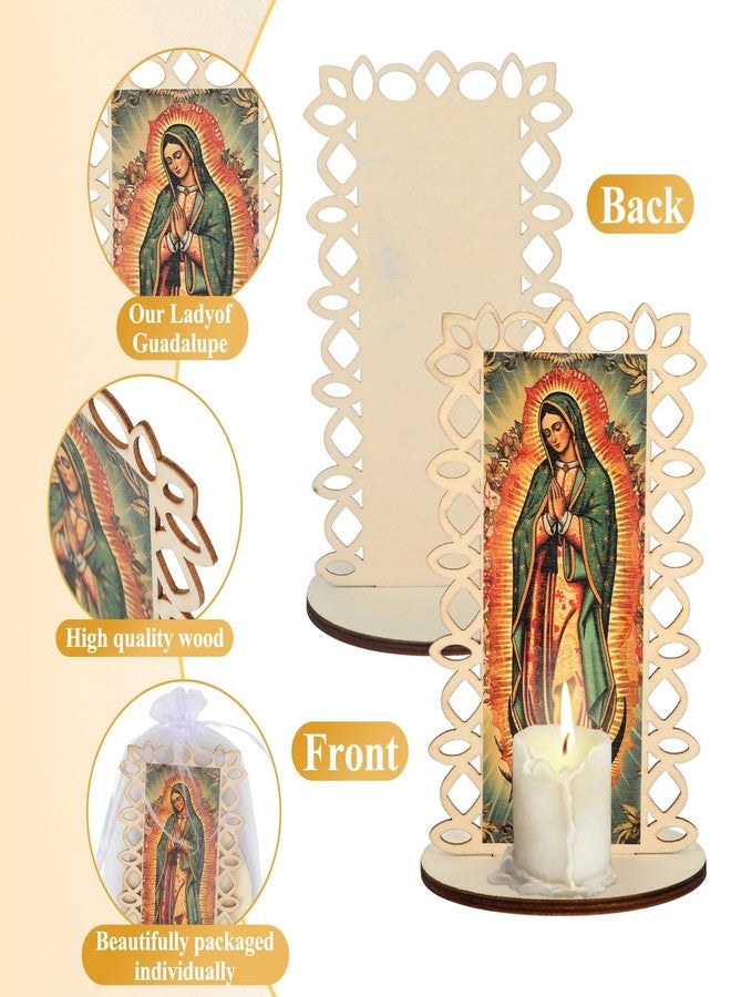 Kuabiz 15 Set Our Lady of Guadalupe Wooden Statues Virgen De Guadalupe Picture Frames with Organza Gift Bags Baptism Favors for Guests Baptism Centerpieces for Table First Communion Gifts Catholic Favors - Image 3