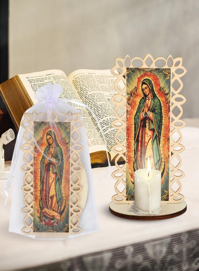 Kuabiz 15 Set Our Lady of Guadalupe Wooden Statues Virgen De Guadalupe Picture Frames with Organza Gift Bags Baptism Favors for Guests Baptism Centerpieces for Table First Communion Gifts Catholic Favors - Image 5