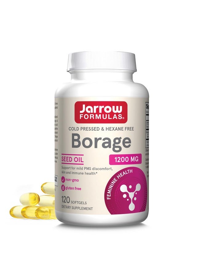jarrow formulas Jarrow Formulas Borage 1200 mg - 120 Softgels - Source of GLA - Borage Oil Supplement - For Skin Health & Immune System Support, Mild PMS Discomfort Support - Up to 120 Servings  - Image 1