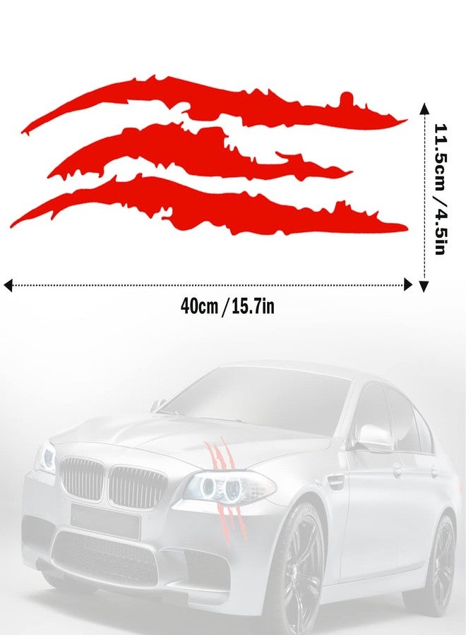 TEMI bulefox 2PCS Claw Mark Decals for Cars,Headlight Car Sticker,Stripes Scratch Decal Vinyl for Sports Cars SUV Pickup Truck Window Motorcycles ect (red) - Image 2