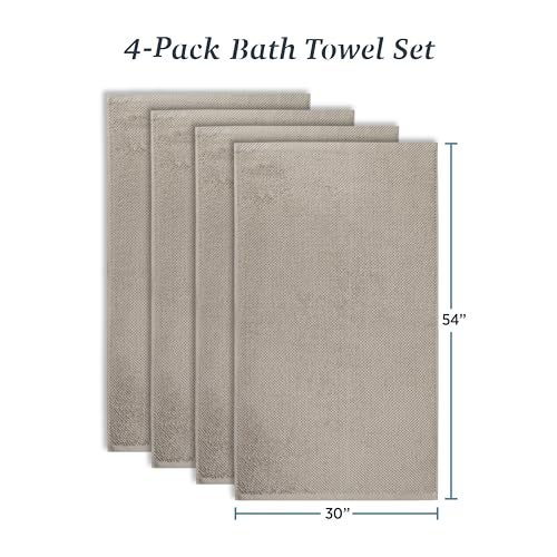Welhome Franklin 100% Cotton Popcorn Textured Towel Set - 4 Pack Bath Towels, 600 GSM, Soft & Plush, Taupe - Image 4