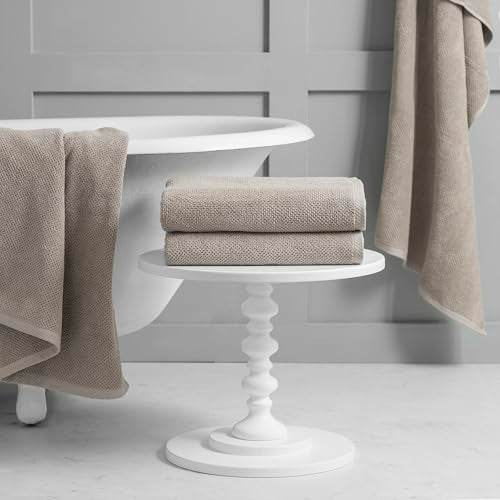 Welhome Franklin 100% Cotton Popcorn Textured Towel Set - 4 Pack Bath Towels, 600 GSM, Soft & Plush, Taupe - Image 2