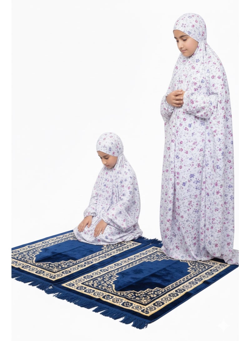 AMYAE Girls' Prayer Set with Hijab – Modest Prayer Outfit for Girls with Floral Print | Girls' Jilbab for Prayer - Image 4