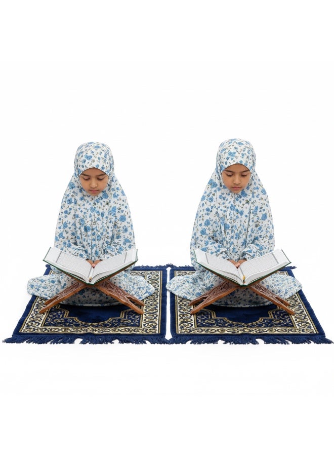 AMYAE Girls' Prayer Set with Hijab – Modest Prayer Outfit for Girls with Floral Print | Girls' Jilbab for Prayer - Image 3
