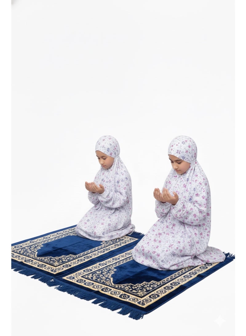 AMYAE Girls' Prayer Set with Hijab – Modest Prayer Outfit for Girls with Floral Print | Girls' Jilbab for Prayer - Image 5