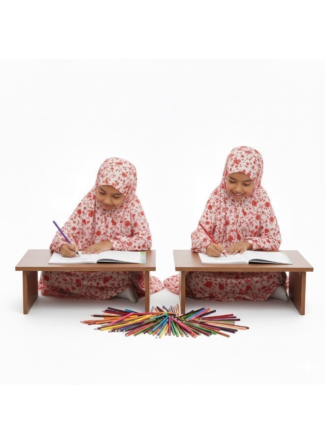 AMYAE Girls' Prayer Set with Hijab – Modest Prayer Outfit for Girls with Floral Print | Girls' Jilbab for Prayer - Image 2