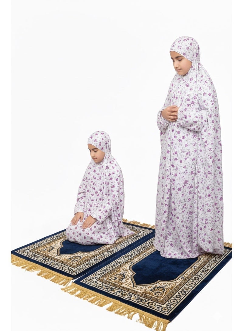 AMYAE Girls' Prayer Set with Hijab – Modest Prayer Outfit for Girls with Floral Print | Girls' Jilbab for Prayer - Image 5