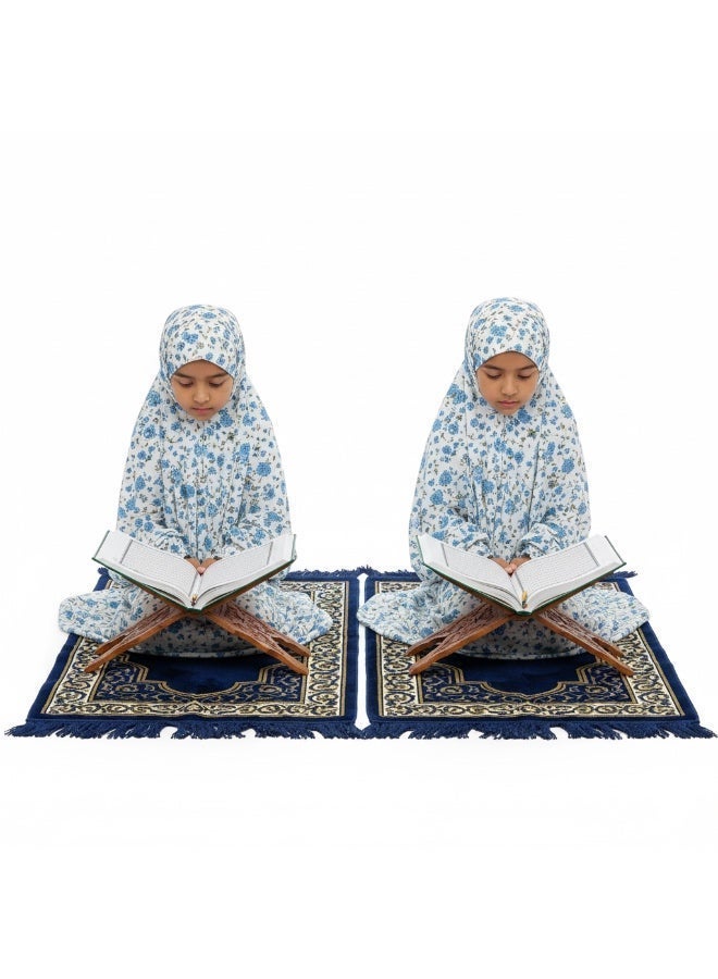 AMYAE Girls' Prayer Set with Hijab – Modest Prayer Outfit for Girls with Floral Print | Girls' Jilbab for Prayer - Image 2