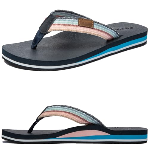 Pevino Women's Orthotic Flip Flops with Soft Waterproof Platform and Anti-Slip Sole,Casual Thong Sandals for Women,Comfortable Beach Sandals with Arch Support for Girl Ladies Navy Blue Size 8 - Image 1