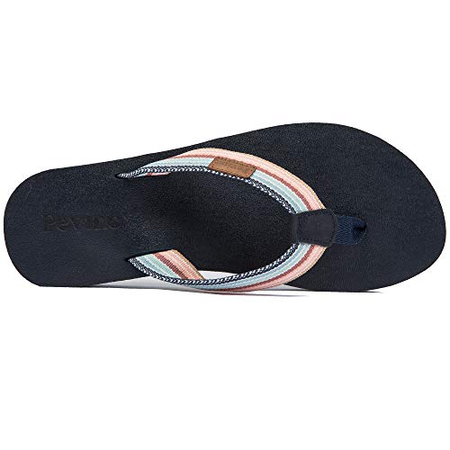 Pevino Women's Orthotic Flip Flops with Soft Waterproof Platform and Anti-Slip Sole,Casual Thong Sandals for Women,Comfortable Beach Sandals with Arch Support for Girl Ladies Navy Blue Size 8 - Image 3