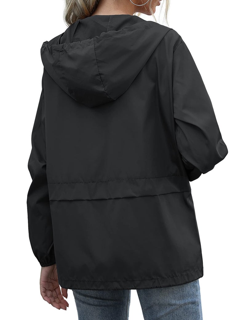 JMinger Packable Rain Jackets for Women Waterproof Windbreaker Jacket Women Lightweight Raincoat Rain Coats with Hood Black - Image 4