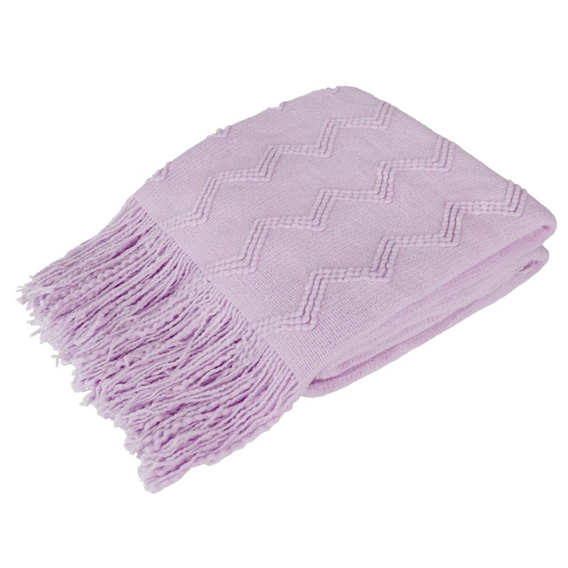 PAVILIA PAVILIA Light Purple Knit Throw Blanket Couch  Soft Knitted Boho Farmhouse Home Decor Woven Throw  Cozy Decorative Afghan Bed Sofa  Outdoor Summer Fall Gift Lightweight  Lilac Lavender Purple  50x60  - Image 1