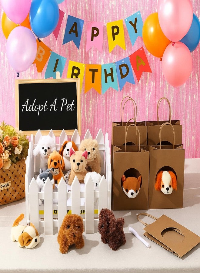 Arrowbash 36 Pcs Adopt a Puppy Favor Mini Plush Stuffed Animal Dog Set with 10 White Plastic Fence 12 Kraft Paper Gift Bags Wooden Chalkboard Sign for Pet Dog Birthday Gift(Classic) - Image 5