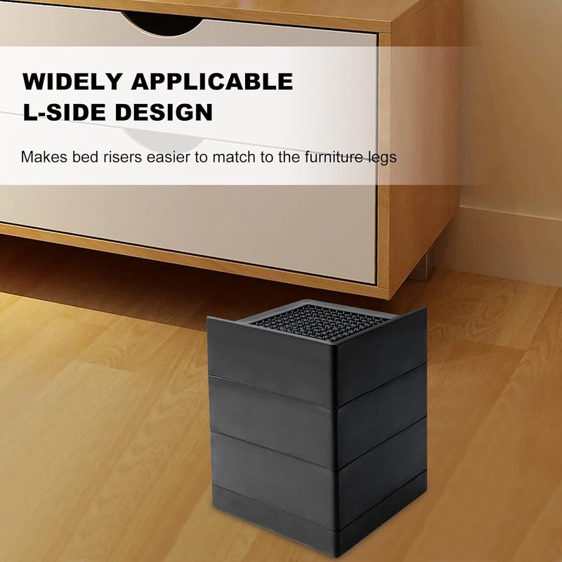 Adjustable Furniture Bed Risers 4.5 inch Heavy Duty for Table Couch Bed Frame, Table Leg Extenders for Sofa Desk Couch Bed 4 Pcs (Black) - Image 3