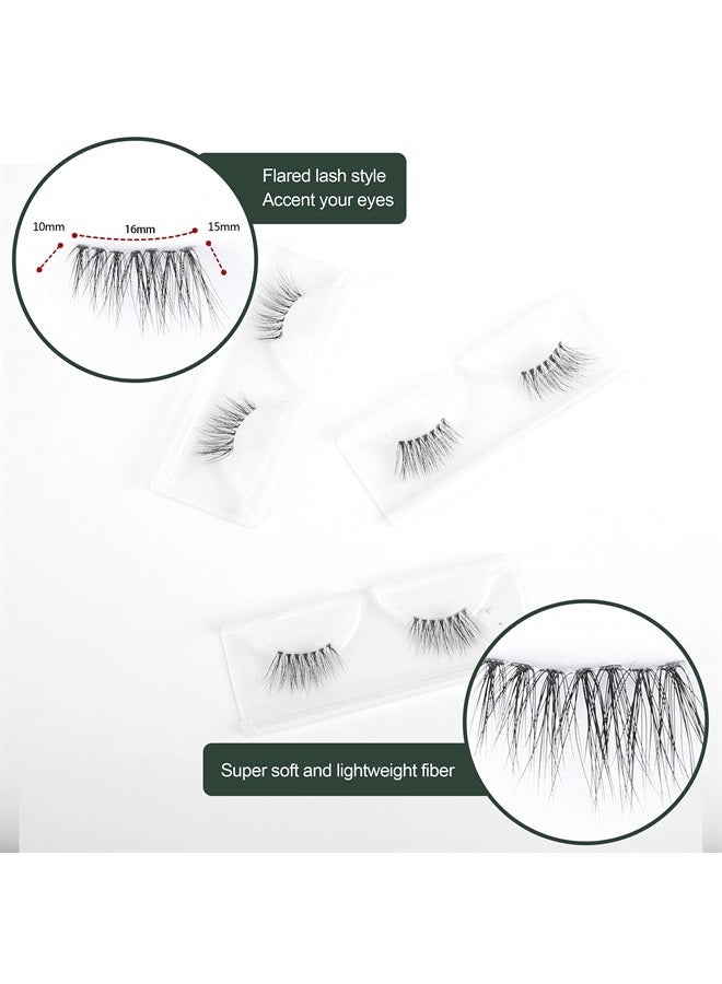 Frihappy False eyelashes Natural Half Lash 3 Pairs Accent Fake Lashes Wispy Light Volume Reusable Pack HF1 - Image 3