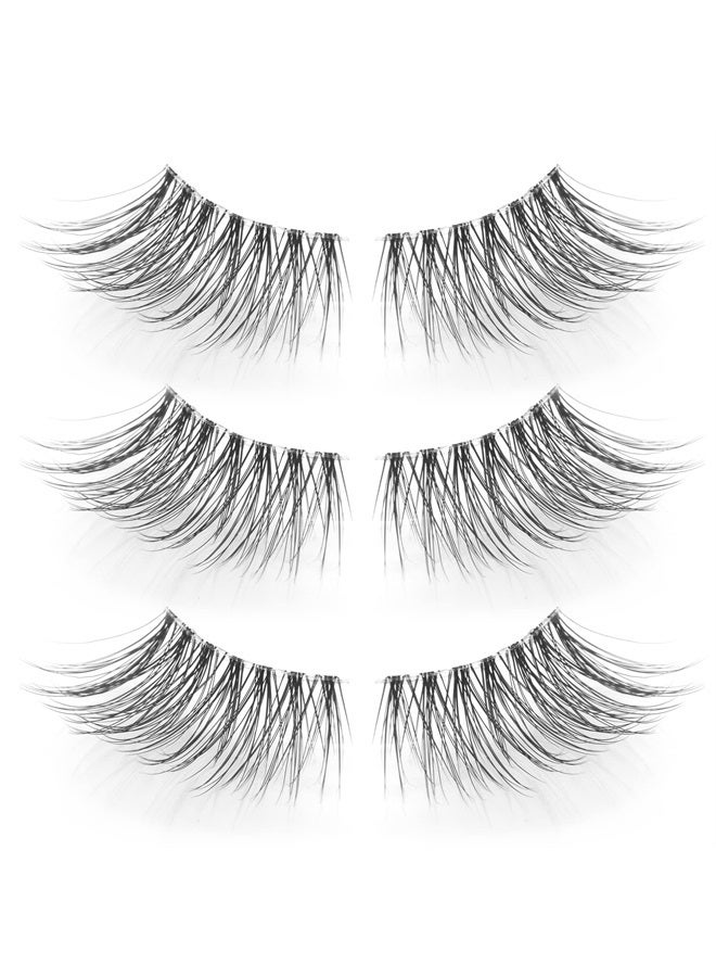 Frihappy False eyelashes Natural Half Lash 3 Pairs Accent Fake Lashes Wispy Light Volume Reusable Pack HF1 - Image 1