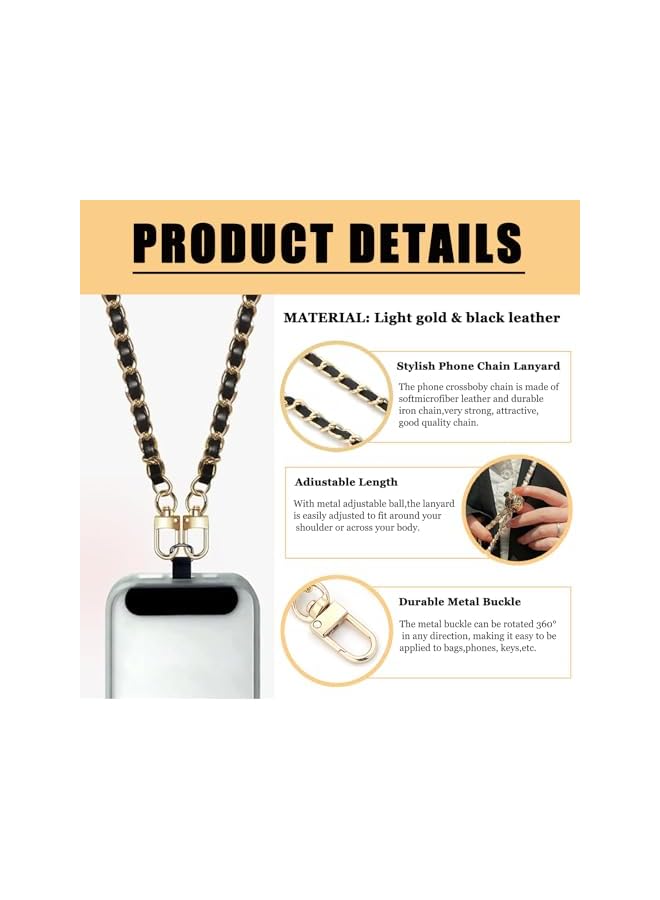 Green Tiger Universal Phone Crossbody Strap, Adjustable Leather and Metal Chain Lanyard for Smartphones, Anti-theft Phone Lanyard,phone metal strap, phone Strap, and Durable Pads. - Image 2