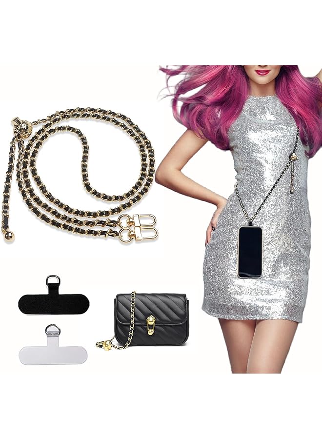 Green Tiger Universal Phone Crossbody Strap, Adjustable Leather and Metal Chain Lanyard for Smartphones, Anti-theft Phone Lanyard,phone metal strap, phone Strap, and Durable Pads. - Image 1