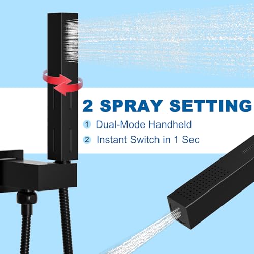 Drettyer Matte Black Brass 2 in 1 Function Handheld Shower Sprayer Head with 59" Long Flexible Hose Attachment and Adjustable Shower Wand Holder - Image 2