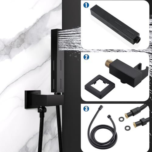 Drettyer Matte Black Brass 2 in 1 Function Handheld Shower Sprayer Head with 59" Long Flexible Hose Attachment and Adjustable Shower Wand Holder - Image 5