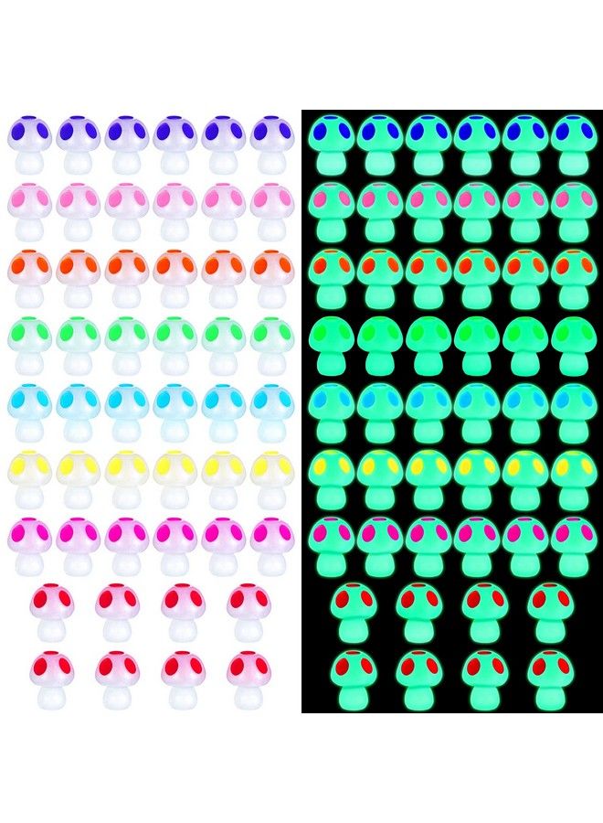 Queekay 50 Pcs Mini Resin Mushrooms Luminous Tiny Miniature Mushroom Glow In The Dark Ornament For Dollhouse Garden Decoration Diy Craft Micro Landscape Aquarium Party Decor (Mushroom) - Image 2