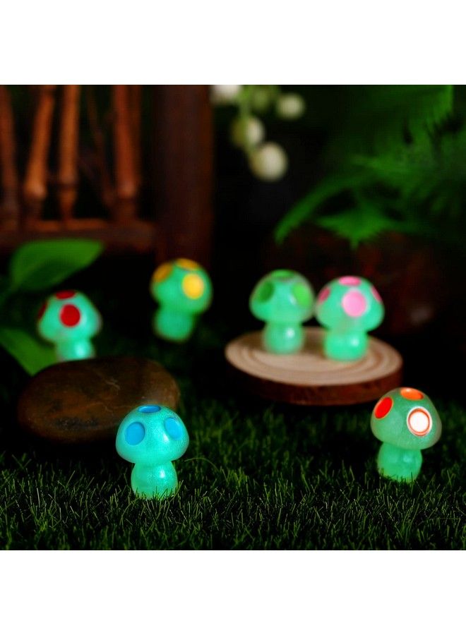 Queekay 50 Pcs Mini Resin Mushrooms Luminous Tiny Miniature Mushroom Glow In The Dark Ornament For Dollhouse Garden Decoration Diy Craft Micro Landscape Aquarium Party Decor (Mushroom) - Image 3