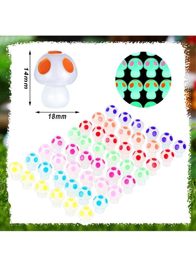 Queekay 50 Pcs Mini Resin Mushrooms Luminous Tiny Miniature Mushroom Glow In The Dark Ornament For Dollhouse Garden Decoration Diy Craft Micro Landscape Aquarium Party Decor (Mushroom) - Image 4