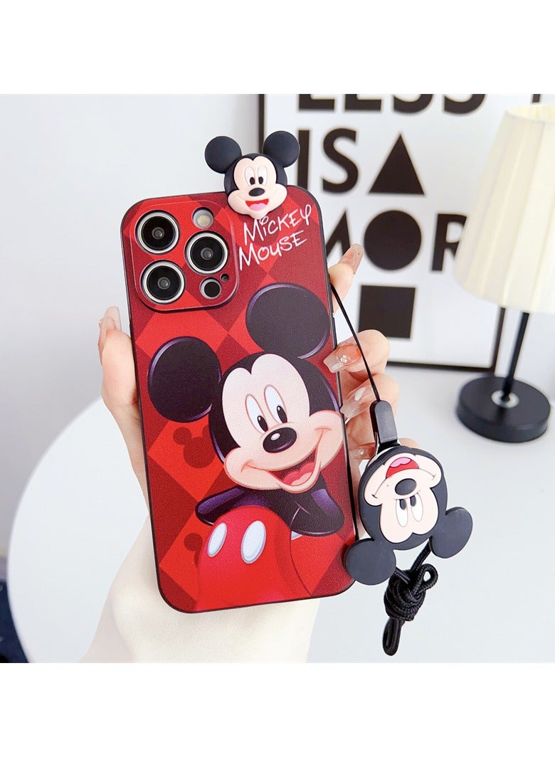 Cartoon Case for iPhone 16 Pro Max Cute Micky with Grip Wrist Removeable Body Strap 3D Micky Lying on Top Cover - Image 2