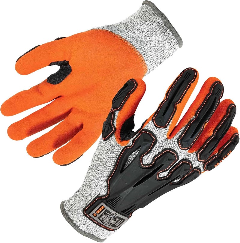 Ergodyne Ergodyne ProFlex 922CR Cut Resistant Work Gloves ANSI A3 Sandy Nitrile Coated Palms for Grip Impact Protection 13g Gray Large  - Image 1