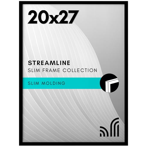 Americanflat 20x27 Picture Frame with Polished Plexiglass Streamline Collection Thin Border Picture Frame for Wall Display Hanging Hardware Included Black