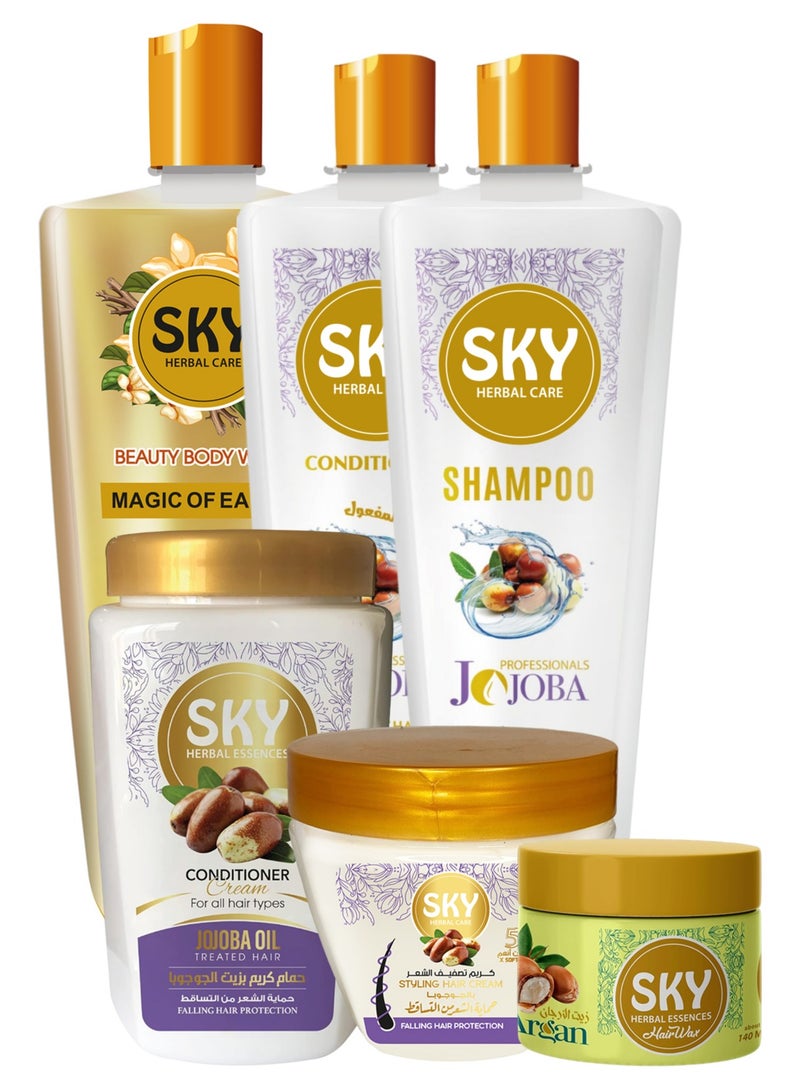 سكاي هيربال كير  مجموعة العناية الكاملة للشعر بزيت الجوجوبا من سكاي (6قطع) - Image 1