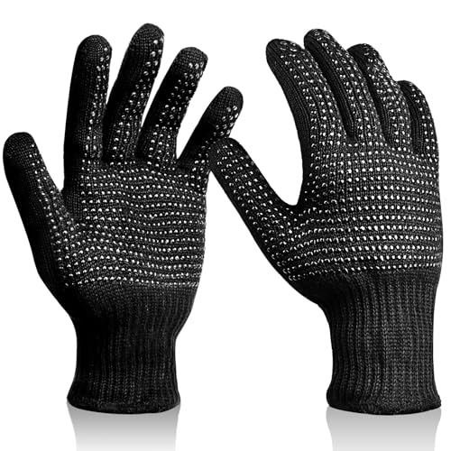 Sopito Heat Resistant Gloves with Silicone Bumps, Professional Heat Gloves for Hair Styling Curling Iron Wand Flat Iron, Black - Image 1