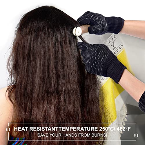 Sopito Heat Resistant Gloves with Silicone Bumps, Professional Heat Gloves for Hair Styling Curling Iron Wand Flat Iron, Black - Image 5