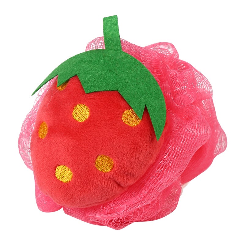 Colorful Fruit Shape Mesh Brush Shower Ball Exfoliating Body Cleansing Scrub Sponge #Strawberry - Image 3