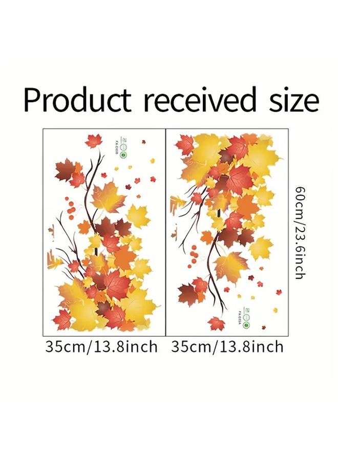 Autumn Orange Maple Leaf Branch Wall Decal Static Cling Reusable Pvc Home Window Decor Easy Application No Residue Semi Glossy Finish Irregular Shape Fall Decor Model Fx E69 - Image 3