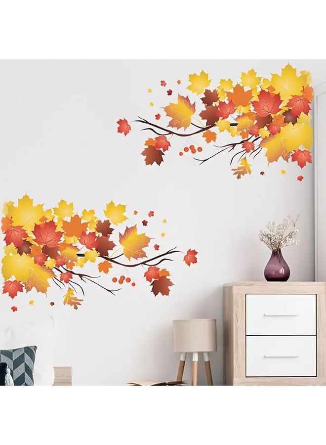 Autumn Orange Maple Leaf Branch Wall Decal Static Cling Reusable Pvc Home Window Decor Easy Application No Residue Semi Glossy Finish Irregular Shape Fall Decor Model Fx E69 - Image 2