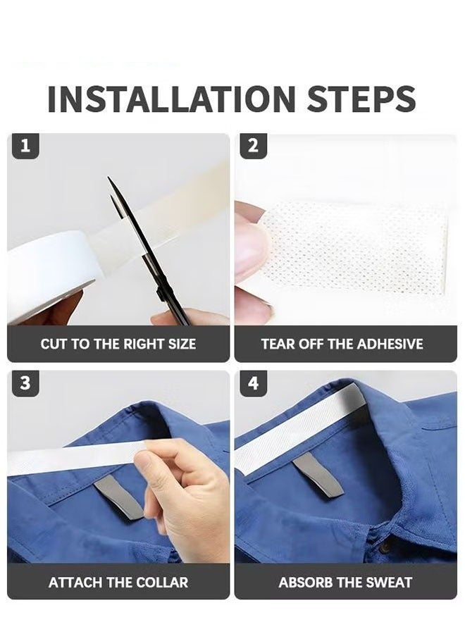 Ailily Disposable Collar Protector Sweat Pads, Self-adhesive Shirt Collar Protector Comfortable Collar Sweat Pads Shirt Neck Liner Invisible Protector Hat Sweat Liner Against Sweat Stains - Image 5