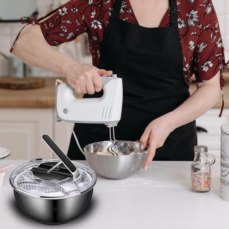 Masroo Maroo Salad Spinner, Stainless Steel Large Vegetable Spinners Fruits Drainer Rotary Dryer, Vegetable Washer with 3.5L Bowl, Lettuce Cleaner and Dryer - Image 2